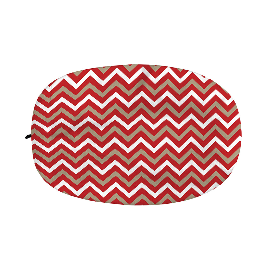 Red Beige And White Chevron Print Car Side Mirror Covers