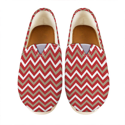 Red Beige And White Chevron Print Casual Shoes