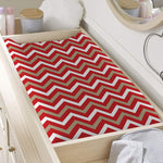 Red Beige And White Chevron Print Changing Pad Cover