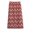 Red Beige And White Chevron Print Cotton Front Slit Maxi Skirt