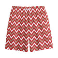 Red Beige And White Chevron Print Cotton Shorts