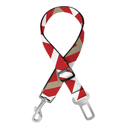 Red Beige And White Chevron Print Dog Seat Belt