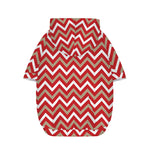 Red Beige And White Chevron Print Dog Zip Up Hoodie