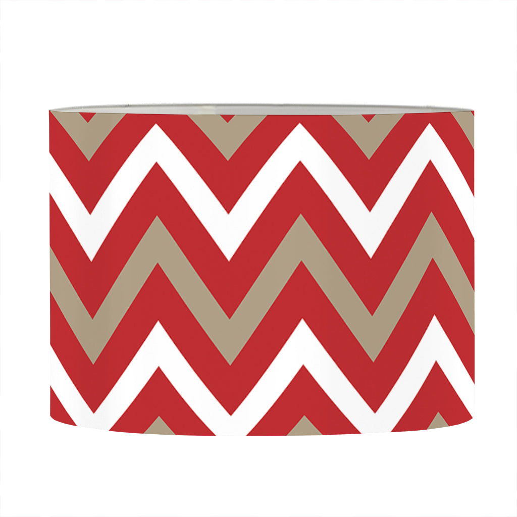 Red Beige And White Chevron Print Drum Lamp Shade