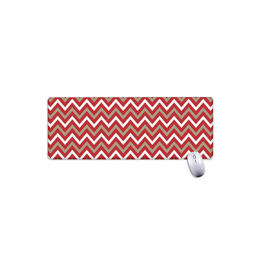 Red Beige And White Chevron Print Extended Mouse Pad