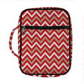Red Beige And White Chevron Print Front Pocket Bible Bag