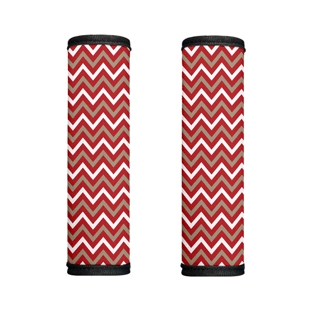 Red Beige And White Chevron Print Handle Covers