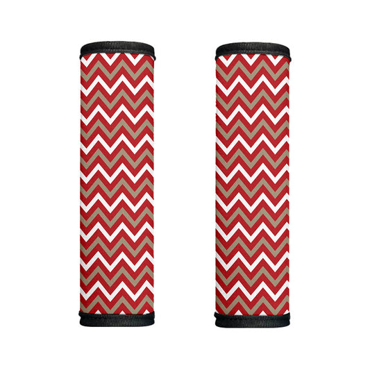 Red Beige And White Chevron Print Handle Covers