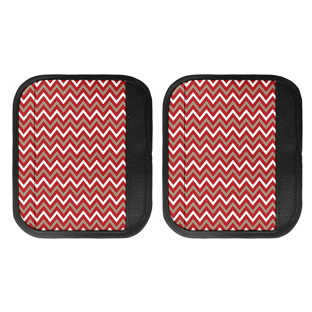 Red Beige And White Chevron Print Handle Covers