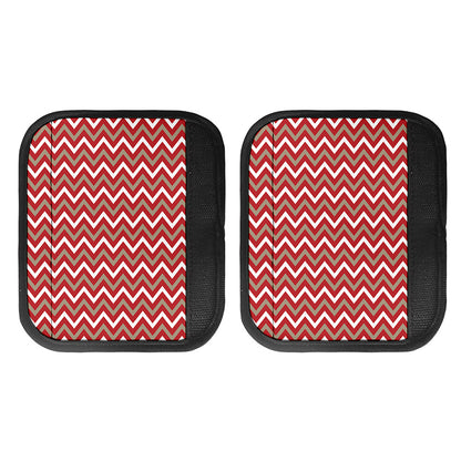Red Beige And White Chevron Print Handle Covers