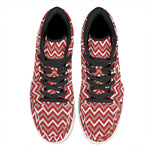 Red Beige And White Chevron Print High Top Leather Sneakers