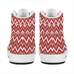 Red Beige And White Chevron Print High Top Leather Sneakers