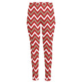Red Beige And White Chevron Print High-Waisted Pocket Leggings