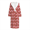 Red Beige And White Chevron Print Hooded Bathrobe