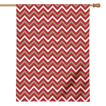 Red Beige And White Chevron Print House Flag