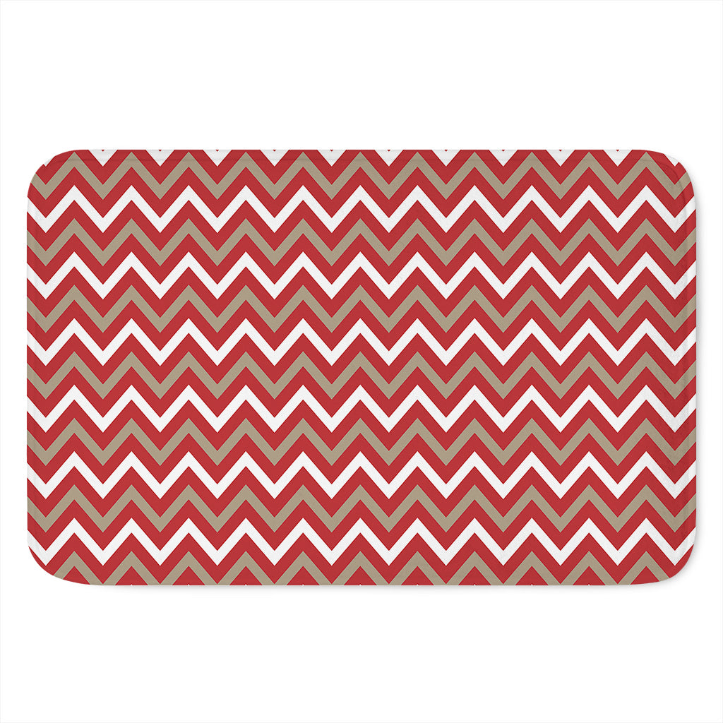 Red Beige And White Chevron Print Indoor Door Mat