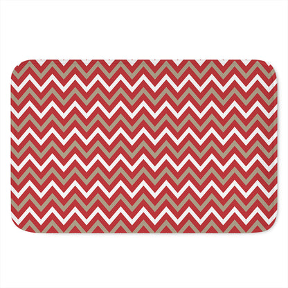 Red Beige And White Chevron Print Indoor Door Mat
