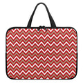 Red Beige And White Chevron Print Laptop Sleeve With Handle