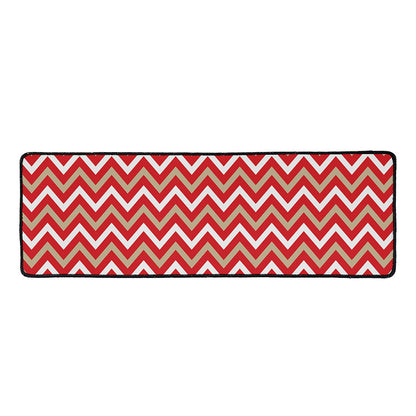 Red Beige And White Chevron Print Long Kitchen Mat