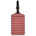 Red Beige And White Chevron Print Luggage Tag