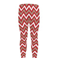 Red Beige And White Chevron Print Men's Leggings