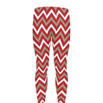 Red Beige And White Chevron Print Men's leggings
