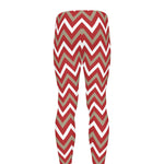 Red Beige And White Chevron Print Men's leggings