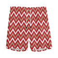 Red Beige And White Chevron Print Men's Athletic Shorts