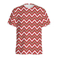 Red Beige And White Chevron Print Men's Athletic T-Shirt