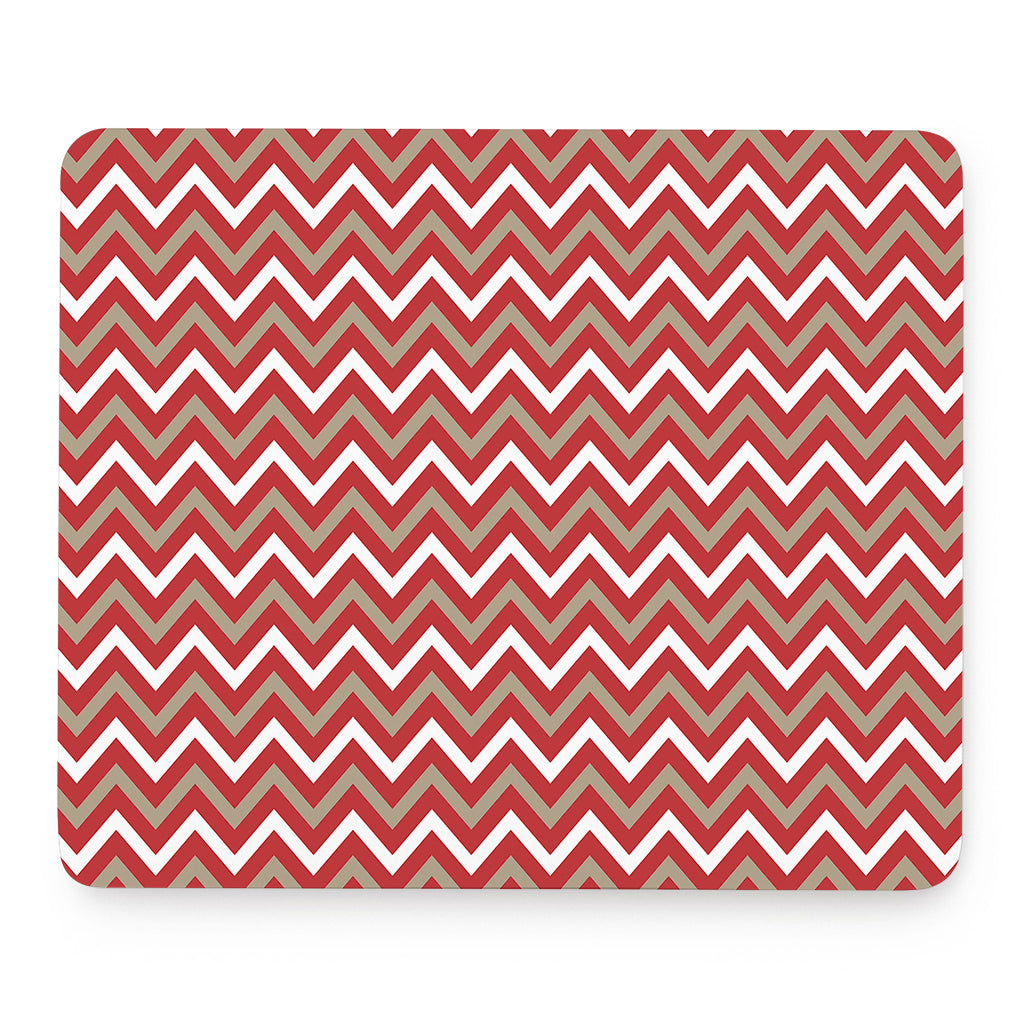 Red Beige And White Chevron Print Mouse Pad