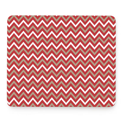 Red Beige And White Chevron Print Mouse Pad