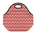 Red Beige And White Chevron Print Neoprene Lunch Bag