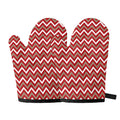 Red Beige And White Chevron Print Oven Mitts
