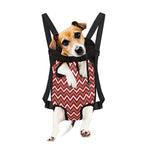 Red Beige And White Chevron Print Pet Carrier Backpack