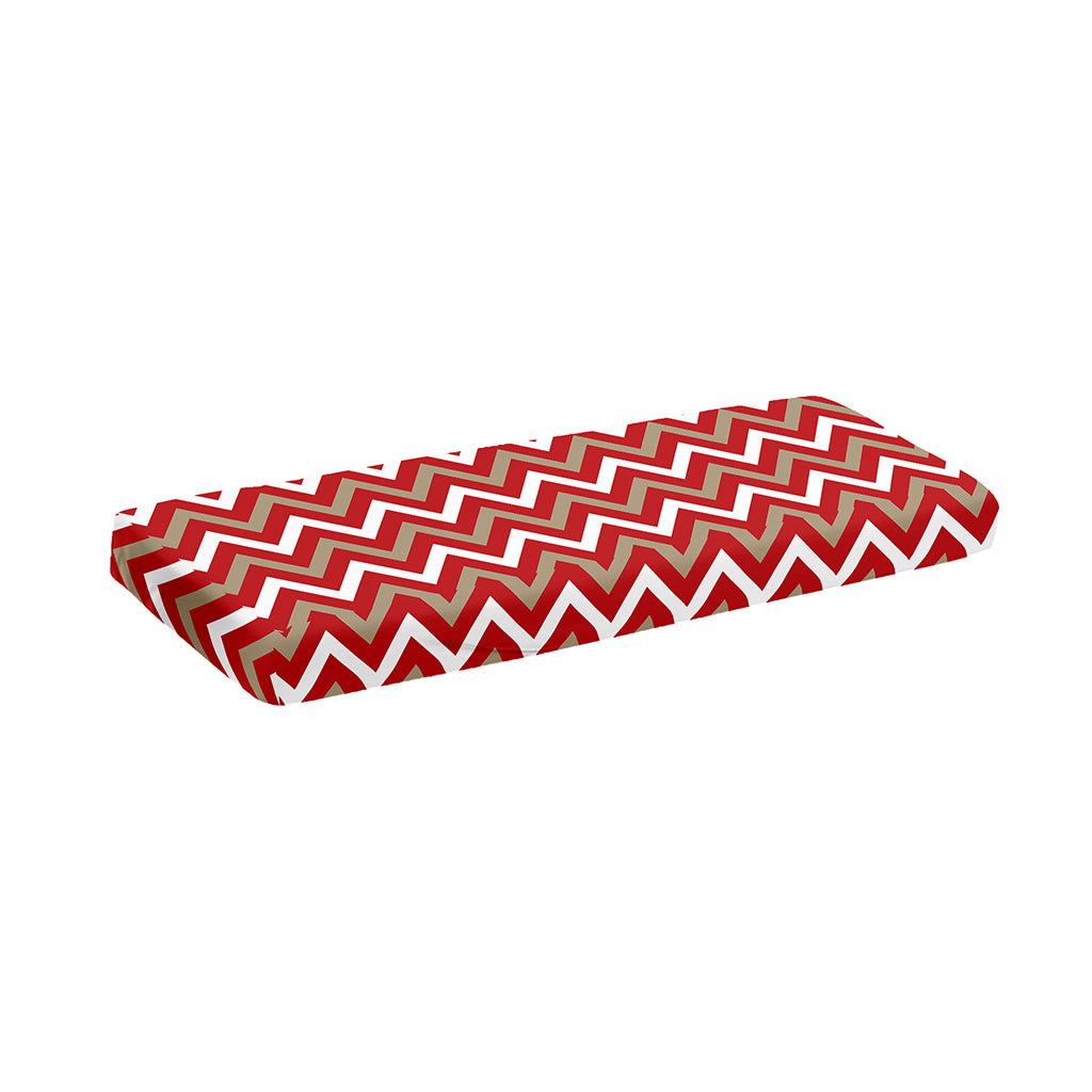 Red Beige And White Chevron Print Piano Keyboard Cover