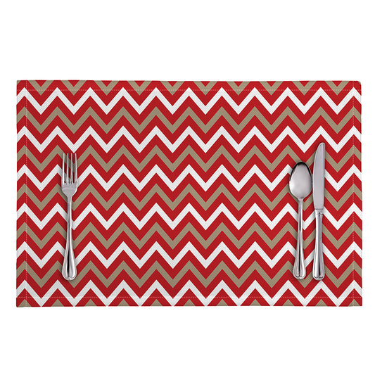 Red Beige And White Chevron Print Placemat