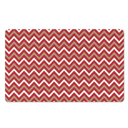 Red Beige And White Chevron Print Polyester Doormat