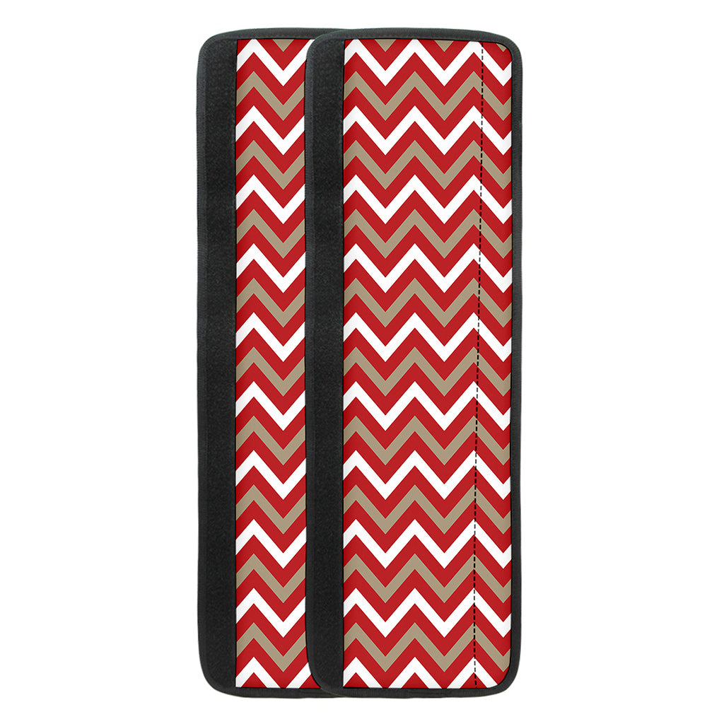 Red Beige And White Chevron Print Refrigerator Handle Covers