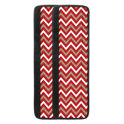 Red Beige And White Chevron Print Refrigerator Handle Covers