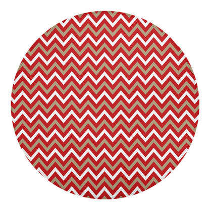 Red Beige And White Chevron Print Round Blanket