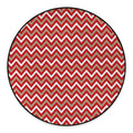 Red Beige And White Chevron Print Round Floor Mat
