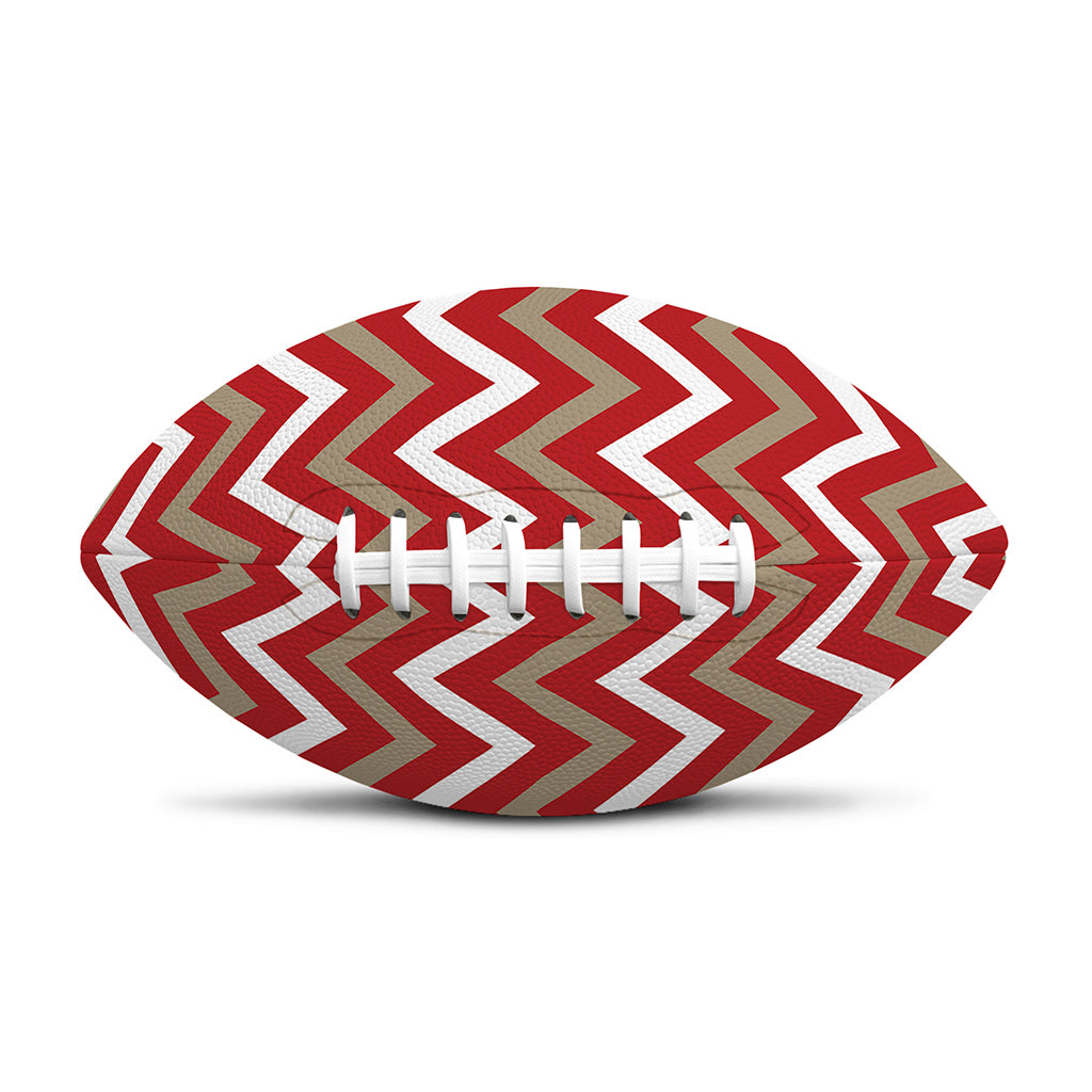 Red Beige And White Chevron Print Rugby Ball