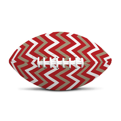 Red Beige And White Chevron Print Rugby Ball