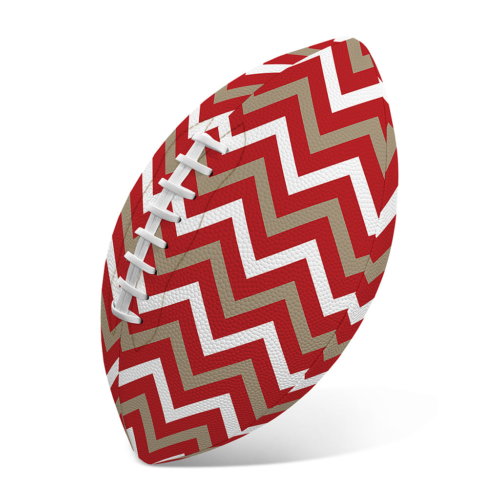 Red Beige And White Chevron Print Rugby Ball