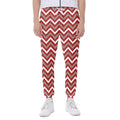 Red Beige And White Chevron Print Joggers