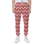 Red Beige And White Chevron Print Scuba Joggers