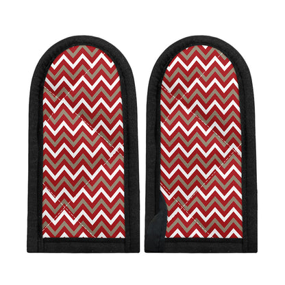 Red Beige And White Chevron Print Skillet Handle Cover