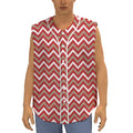 Red Beige And White Chevron Print Sleeveless Baseball Jersey