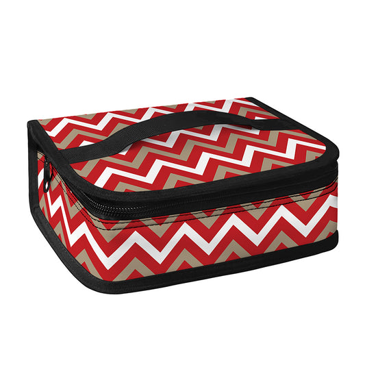 Red Beige And White Chevron Print Small Lunch Bag