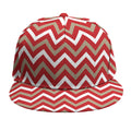 Red Beige And White Chevron Print Snapback Cap
